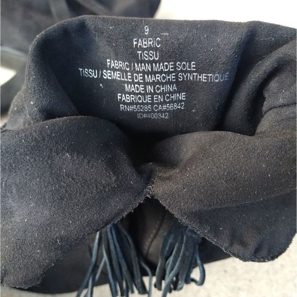 Express Women's Faux Suede Fringe Heel Booties Size 9 - Picture 10 of 12